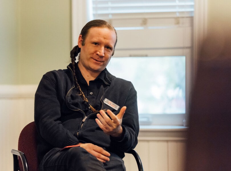 A man talking during a Bible study