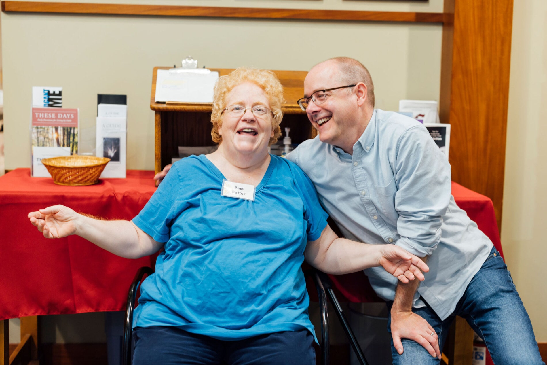 A woman and a man having fun