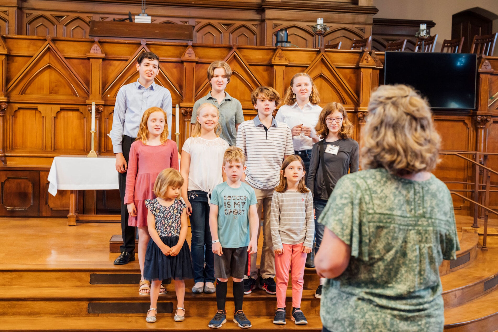 A group of children singing