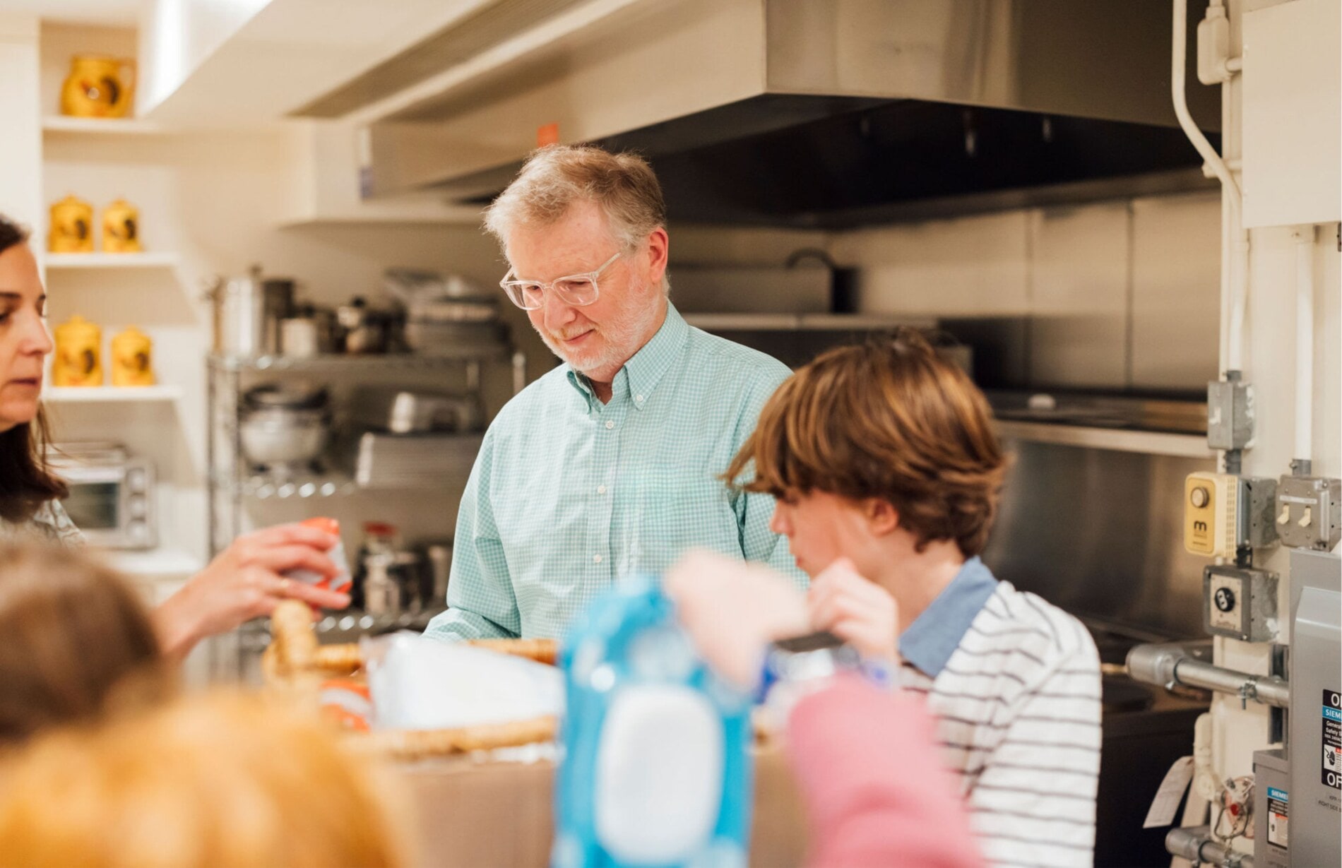 A group of people preparing food