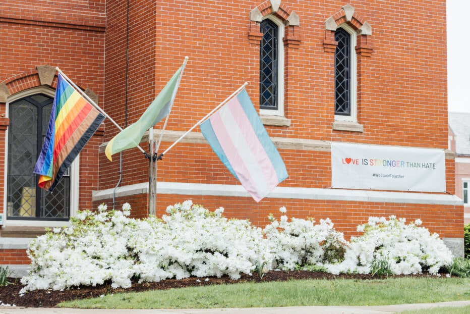 Rainbow Flag outside a church