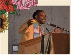 Animated speaker at a podium