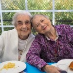 Two friends at the church barbeque.
