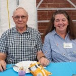 Happy couple at the church barbeque.