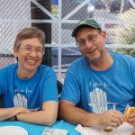 Happy couple at the church barbeque.