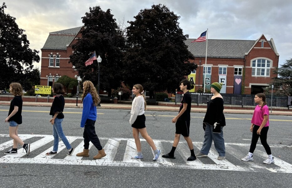 youth in crosswalk