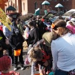 Crowd of people in church parking lot