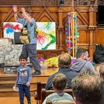 DinoMan performance in church sanctuary