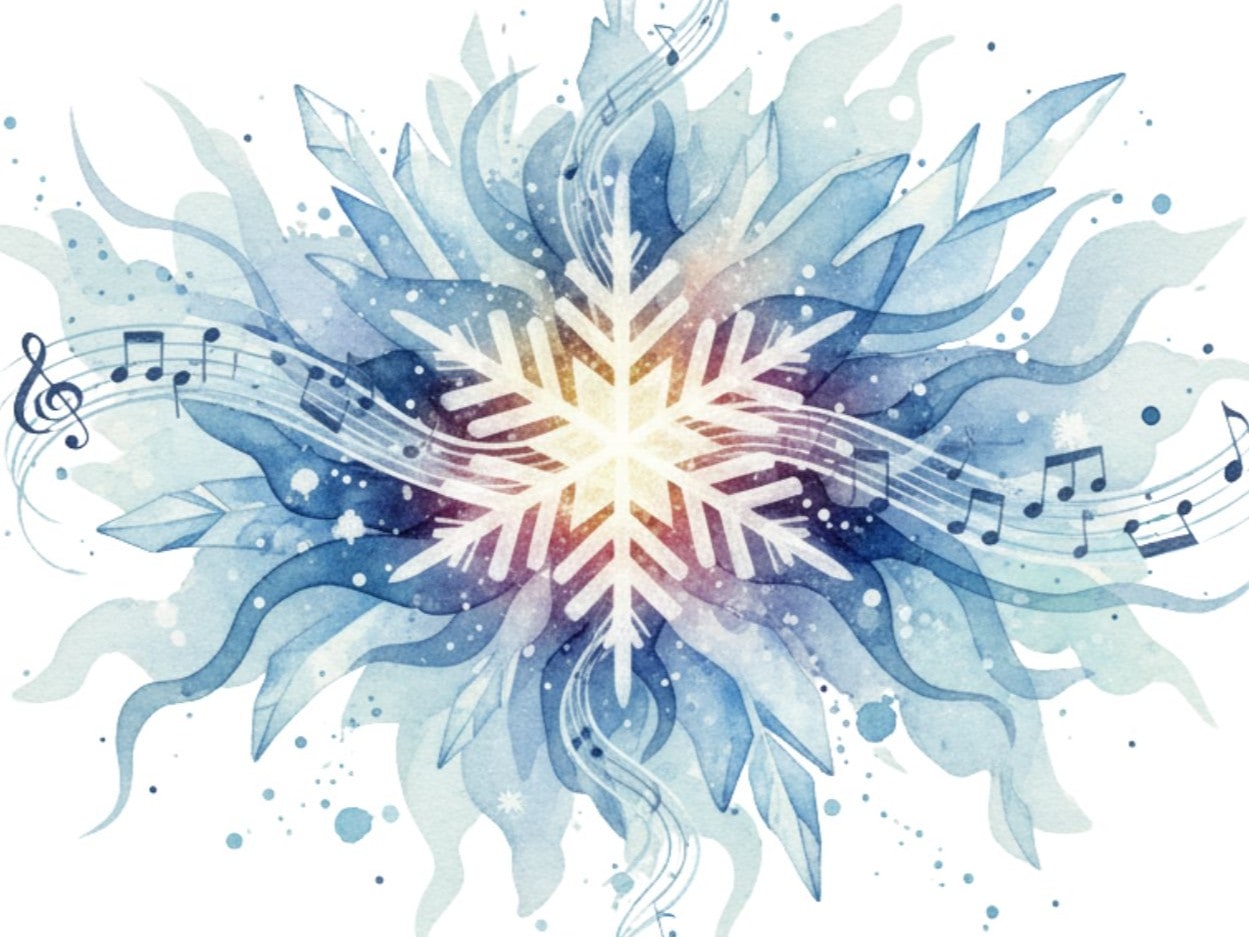 ACS poster winter 2025 Artwork combining winter and music themes.